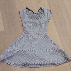 Brandy Melville Black and White Striped One-Shoulder Fit & Flare Dress